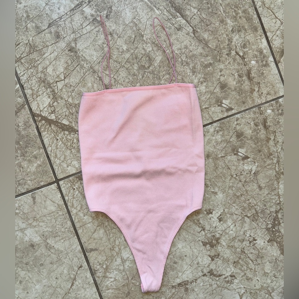 Pink Spaghetti Strap Bodysuit